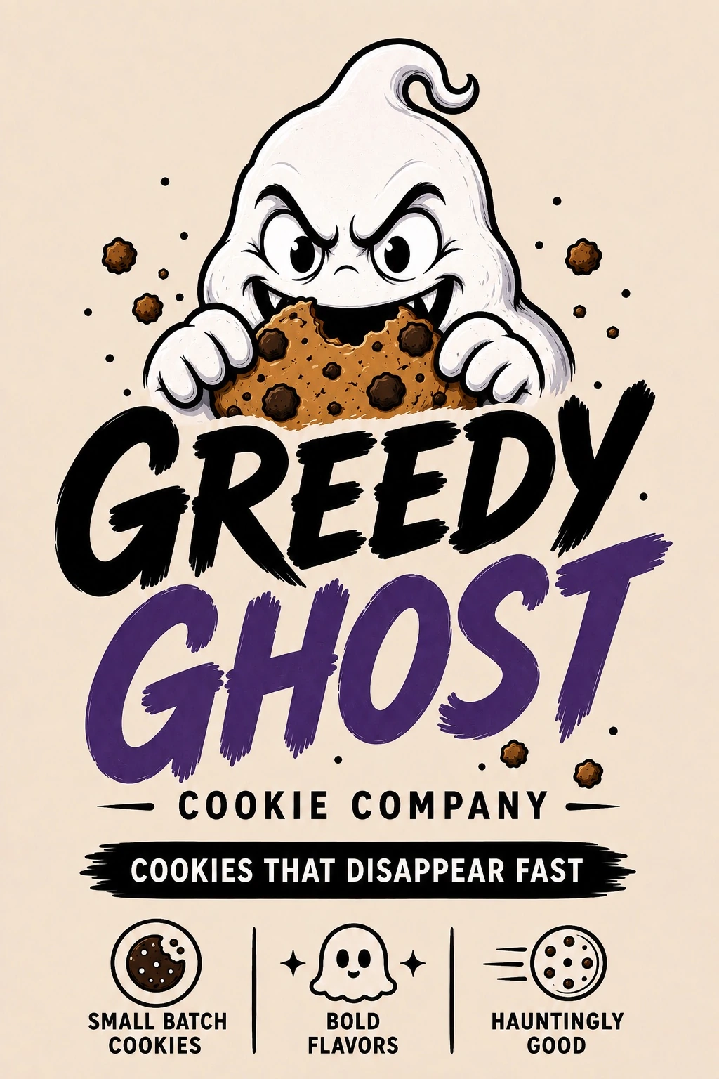 Greedy Ghost cream brand artwork
